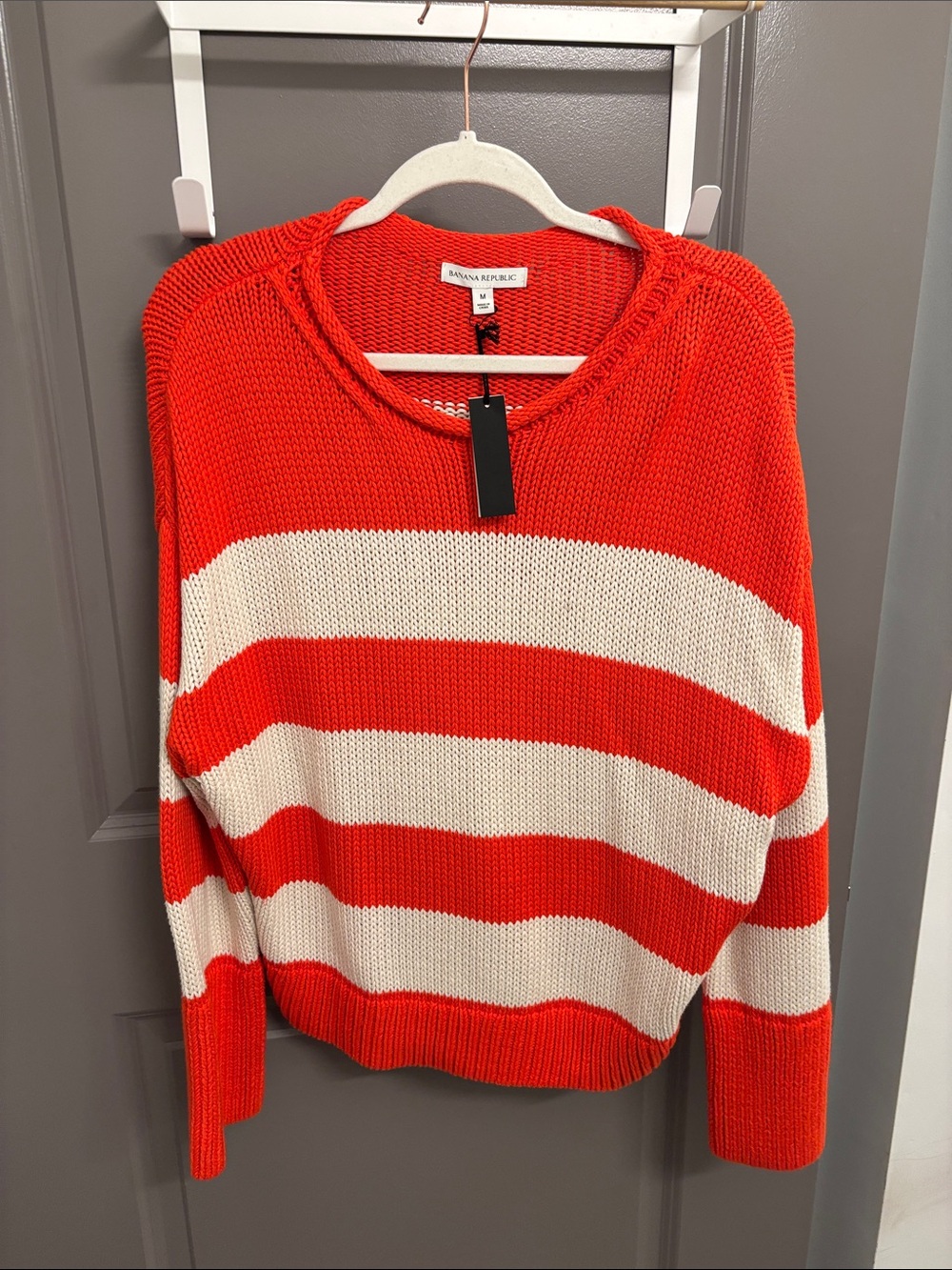 Banana Republic Orange and White Rollneck Cotton Sweater 
NWT
